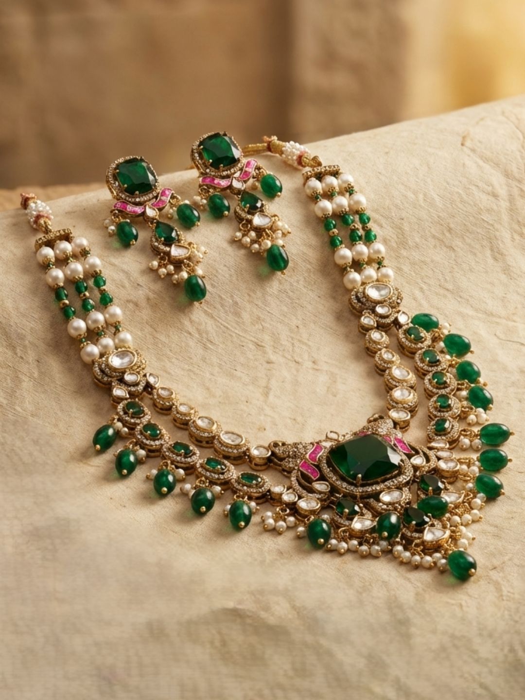 Ishhaara Gorgeous Ad Peacock Multi Layer Victorian Necklace