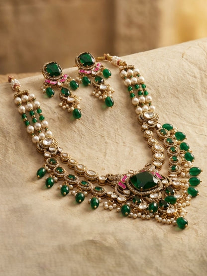 Ishhaara Gorgeous Ad Peacock Multi Layer Victorian Necklace