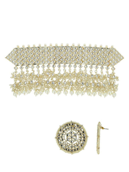 Ishhaara Gousia Galib Khan In Diamond Stone Choker With Pearl Tassels