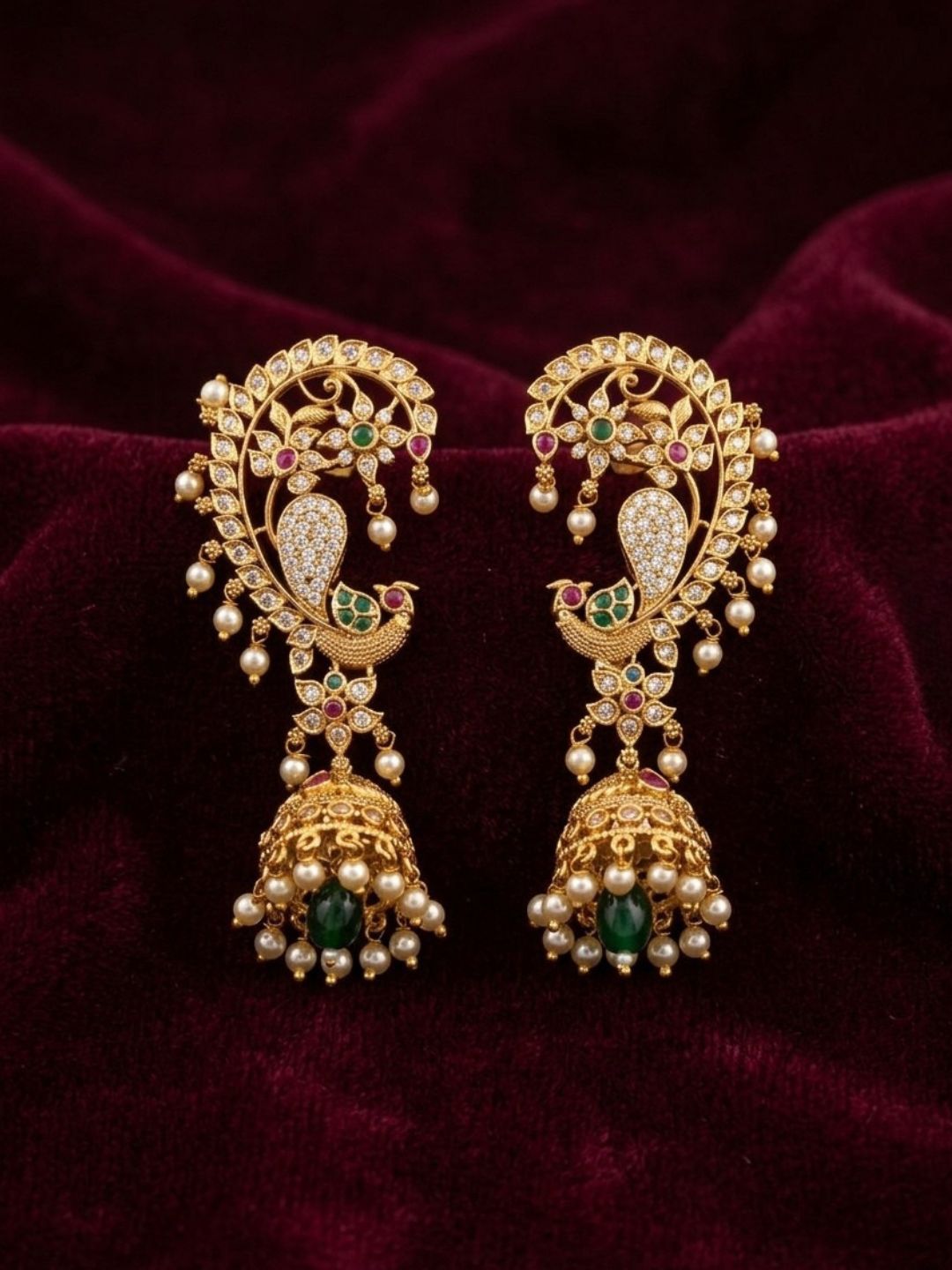 Ishhaara Graceful Peacock Earcuff Earrings