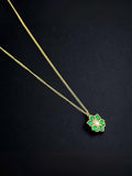 Ishhaara Green  Elegant Ruby Stone Flower Design Pendant Necklace