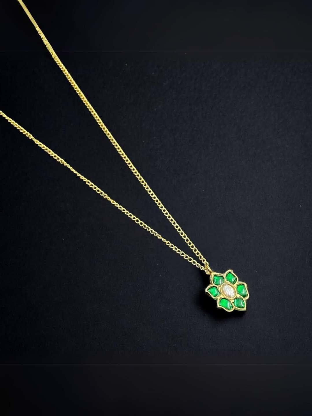 Ishhaara Elegant Ruby Stone Flower Design Pendant Necklace