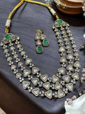 Ishhaara Green 3 Layer Moissanite Kundan Stone Necklace