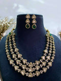 Ishhaara Green 3 Layer Moissanite Kundan Stone Necklace