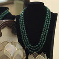 Ishhaara Green 3 Layered Beads Necklace