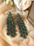 Ishhaara Green Alluring Crystal Vine Earing - Blue