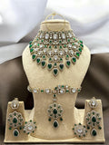 Ishhaara Green Antique Gold Plated Kundan Studded Jewellery Set