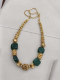 Ishhaara Green Antique Gold Tone Beaded Necklace