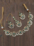 Ishhaara Green Antique Kundan Design Necklace Earring And Teeka Set