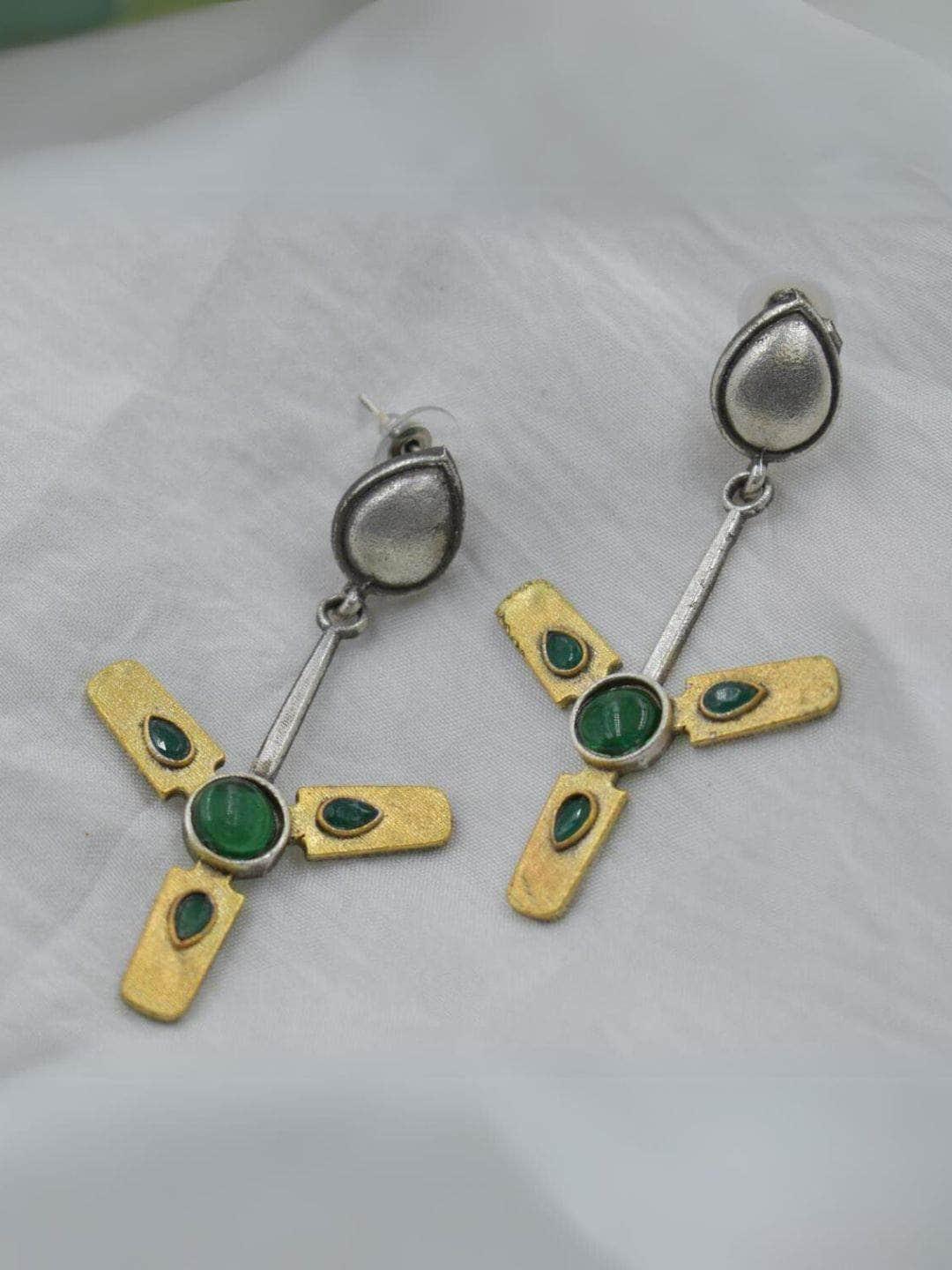 Ishhaara Antique Silver Pearl Studded Pankh Earrings