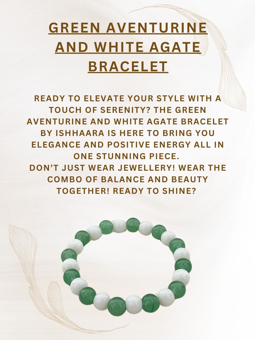 Ishhaara Green Aventurine And White Agate Bracelet