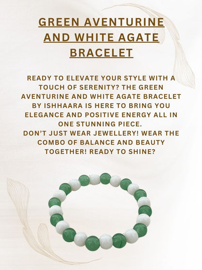 Ishhaara Green Aventurine And White Agate Bracelet