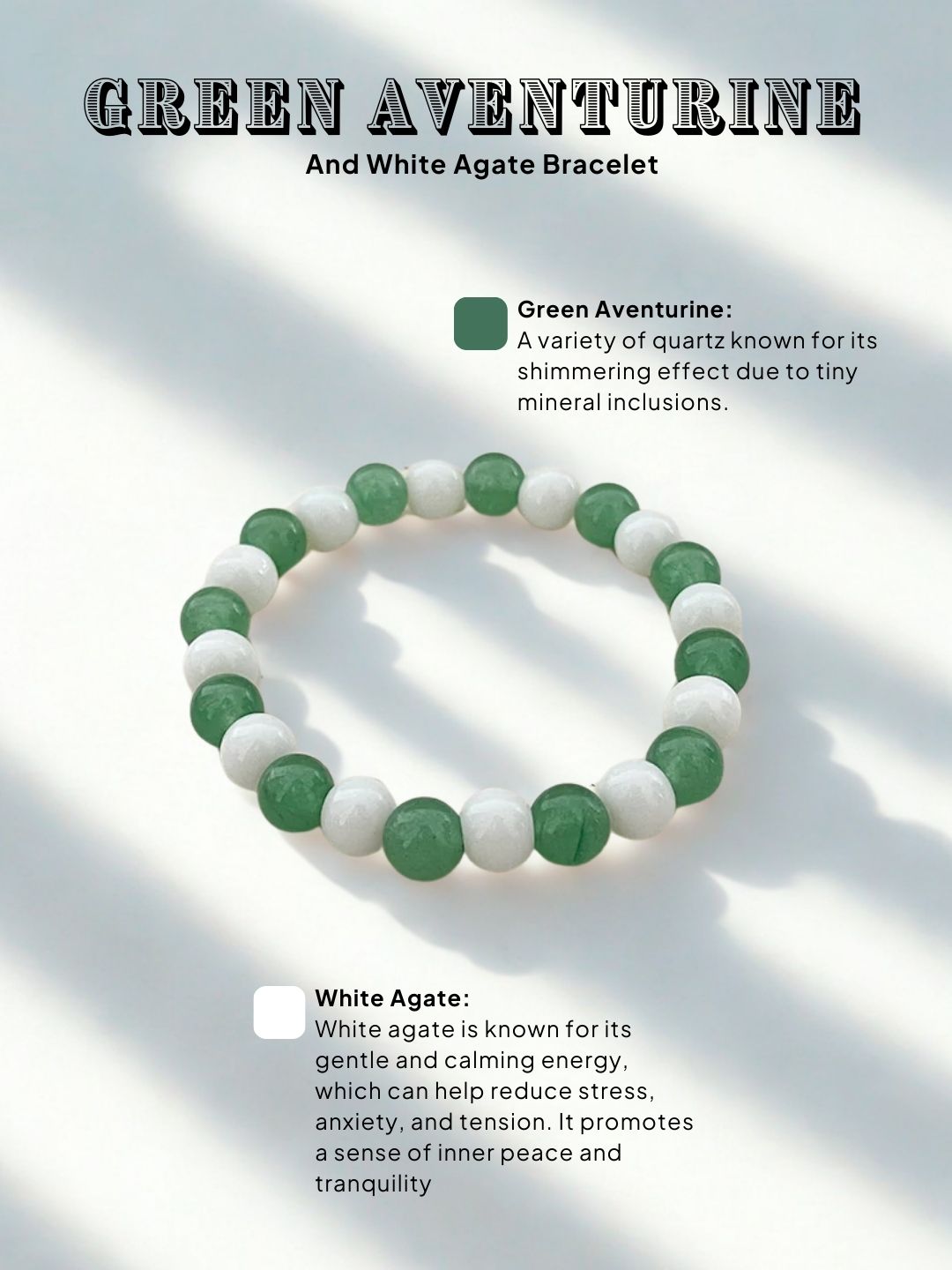 Ishhaara Green Aventurine And White Agate Bracelet