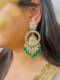 Ishhaara Green Bead Tassel Jhumka Drop Earrings