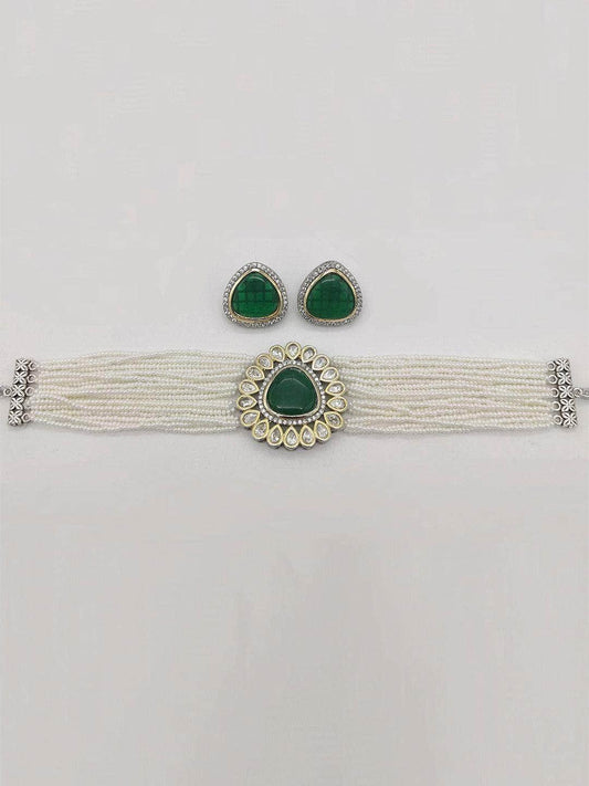 Ishhaara Beaded Jewellery Set With Ad Stones