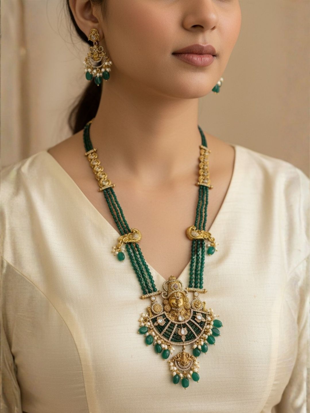 Ishhaara Green Beads Haram