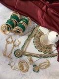 Ishhaara Green Beads Pearls Kundan Bridal Jewellery Set
