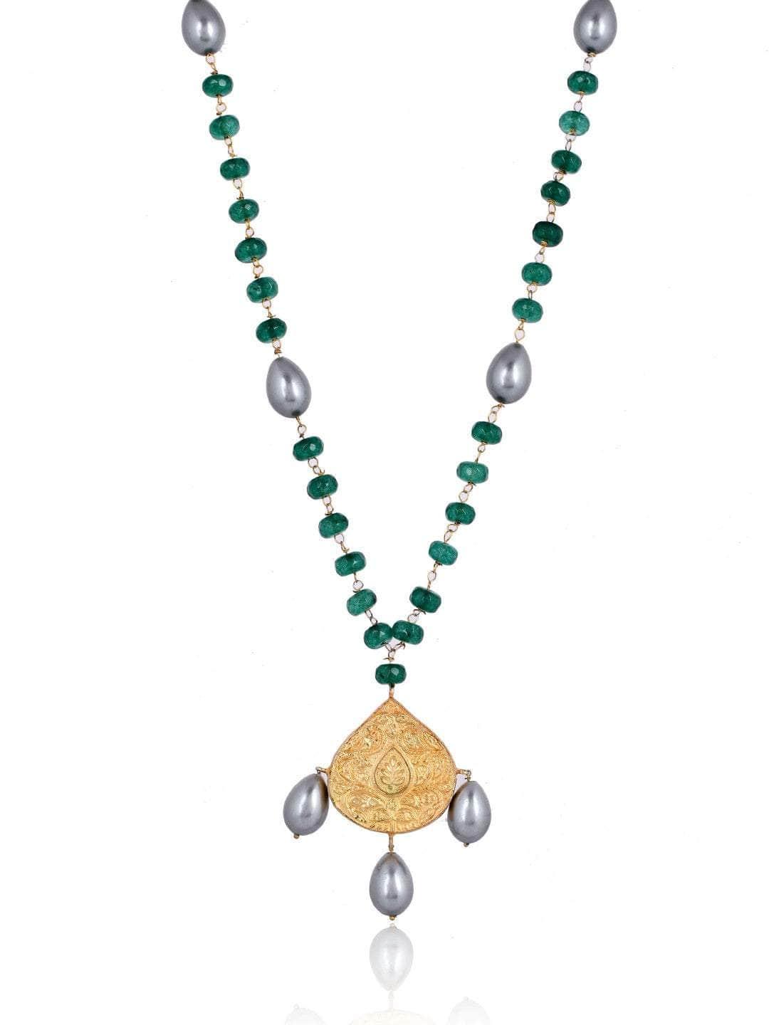 Ishhaara Green Beads Stone Pendant