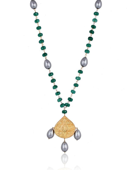 Ishhaara Green Beads Stone Pendant