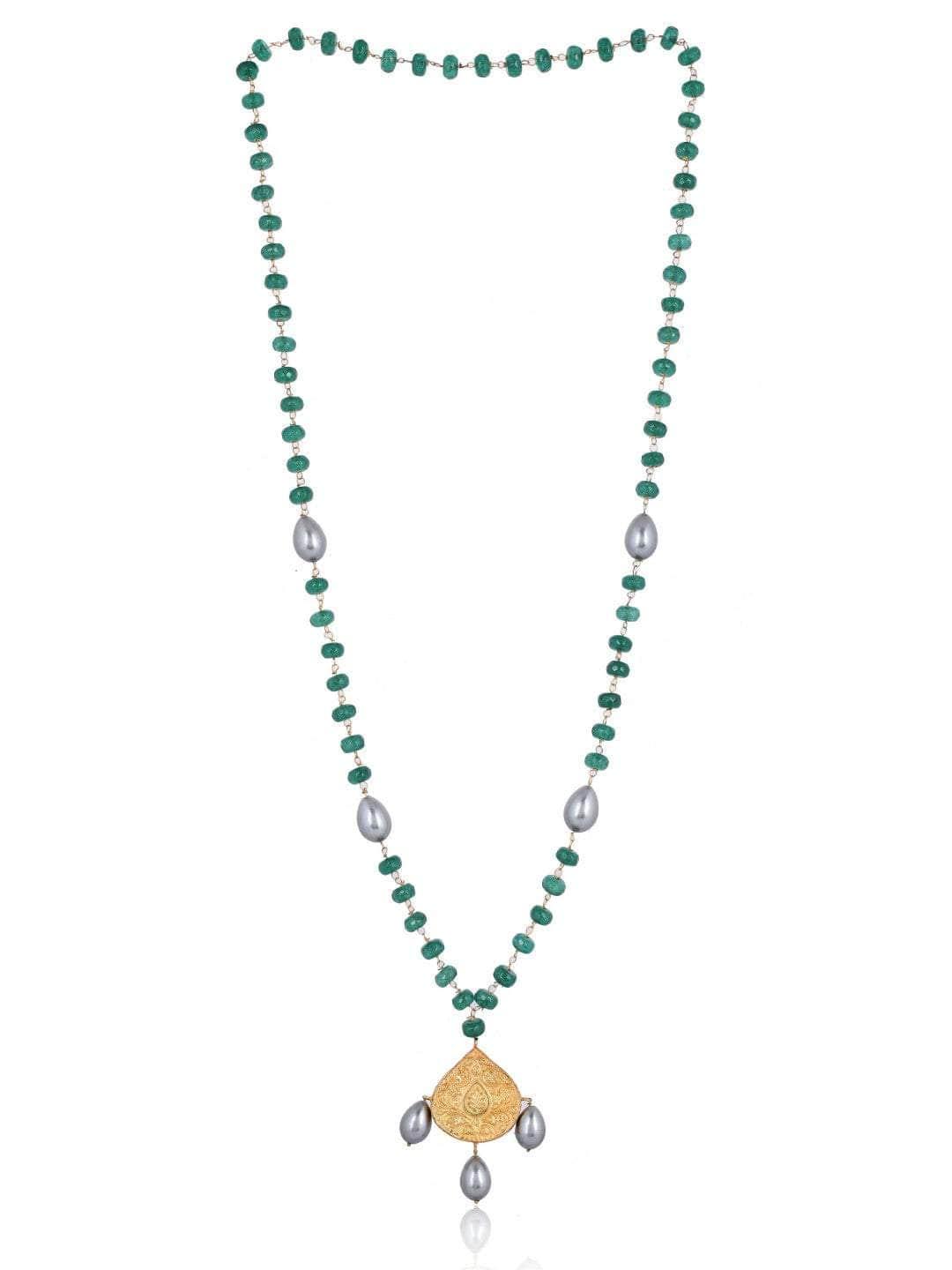Ishhaara Green Beads Stone Pendant