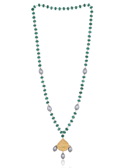 Ishhaara Green Beads Stone Pendant