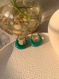 Ishhaara Green Blue Chunky Resin Statement Gold Hoop Earrings