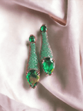 Ishhaara Green Brass Cubic Zirconia Water Drop Earrings