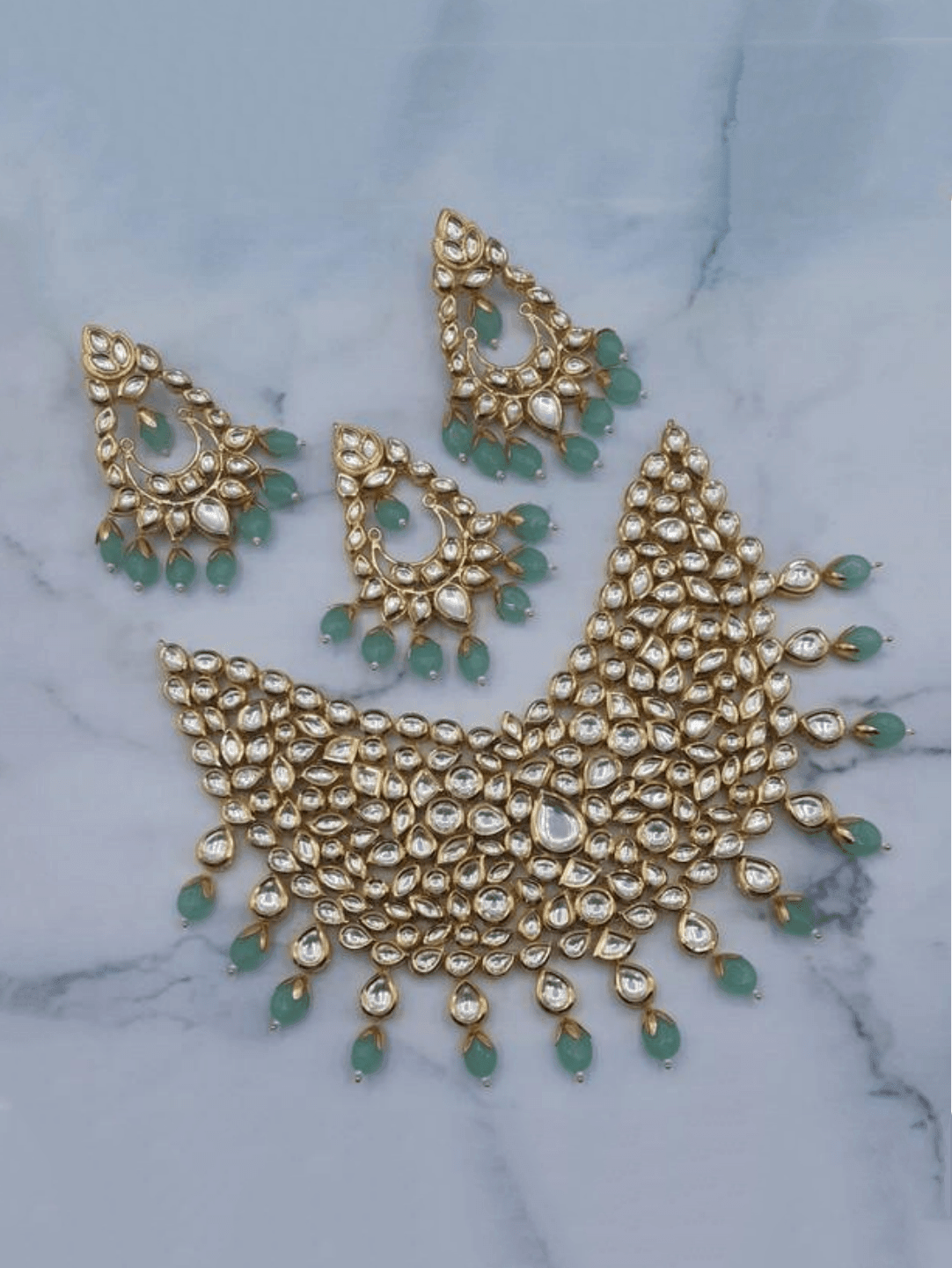 Ishhaara Broad Kundan Huge Necklace Set