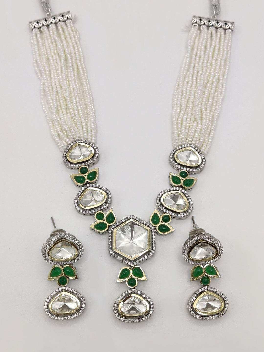 Ishhaara Green Cheed Beed Kundan Necklace