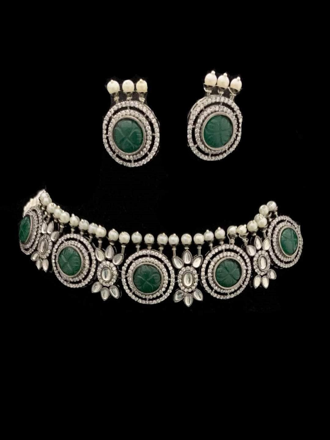 Ishhaara Green Circle Pearly Charm Necklace