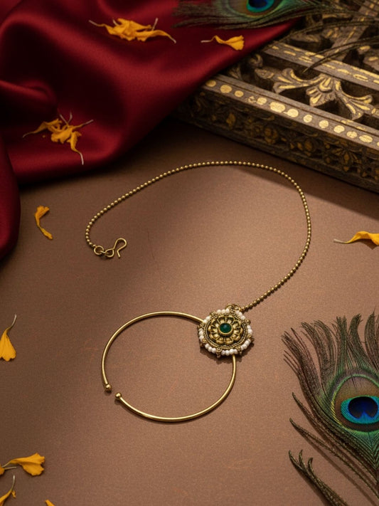 Ishhaara Green Colored Bridal Nath