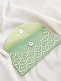 Ishhaara Green Colored Exclusive Handwork Pearl Clutch