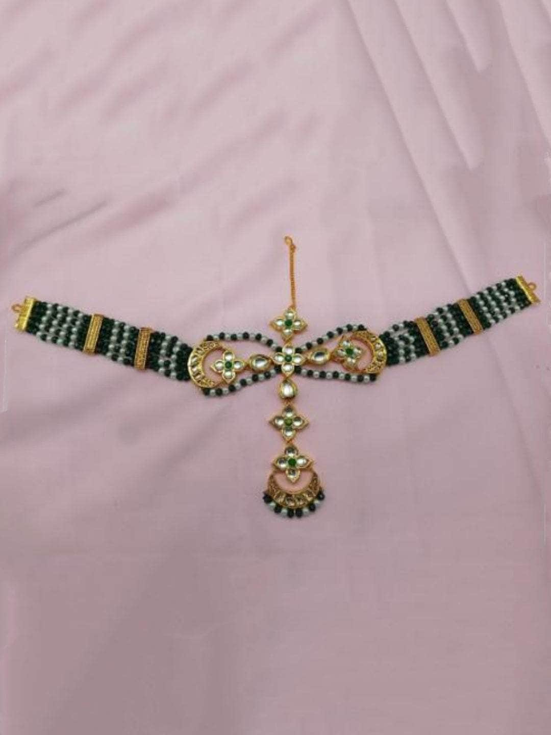 Ishhaara Green Colored Moti Sheesh Patti