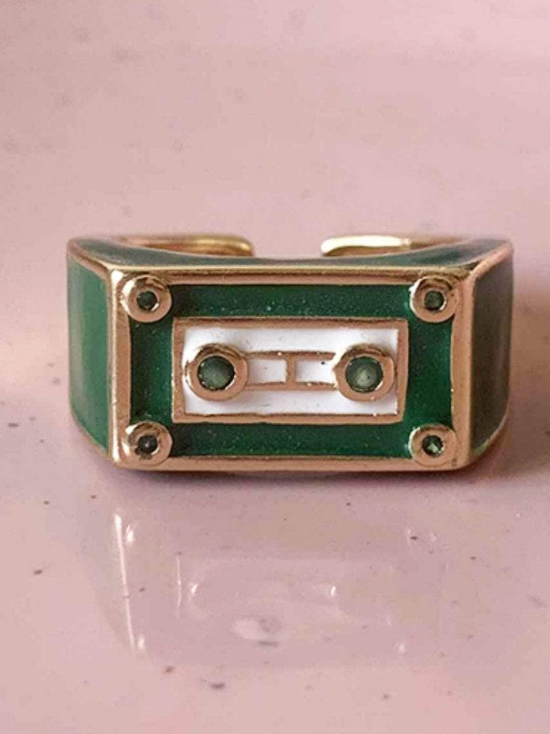 Ishhaara Green Colored Stainless-Steel Ring