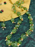 Ishhaara Green Colourful Unshaped Tumble Beads Necklace