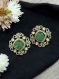 Ishhaara Green Contemporary Stone Studded Studs