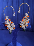 Ishhaara Green Crowned Peacock Secret Garden Earcuff Earrings