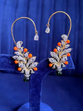 Ishhaara Green Crowned Peacock Secret Garden Earcuff Earrings