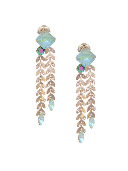 Ishhaara Crystal Double Trail Earrings Green