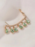 Ishhaara Green Crystal Drop Earcuff Earrings