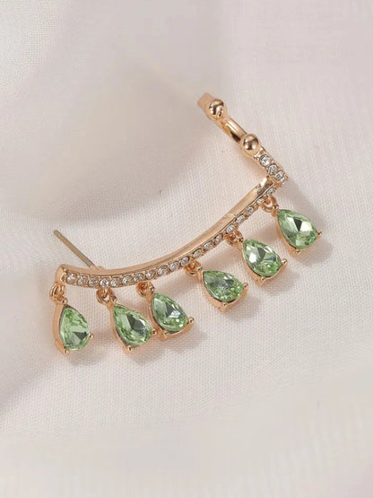 Ishhaara Green Crystal Drop Earcuff Earrings