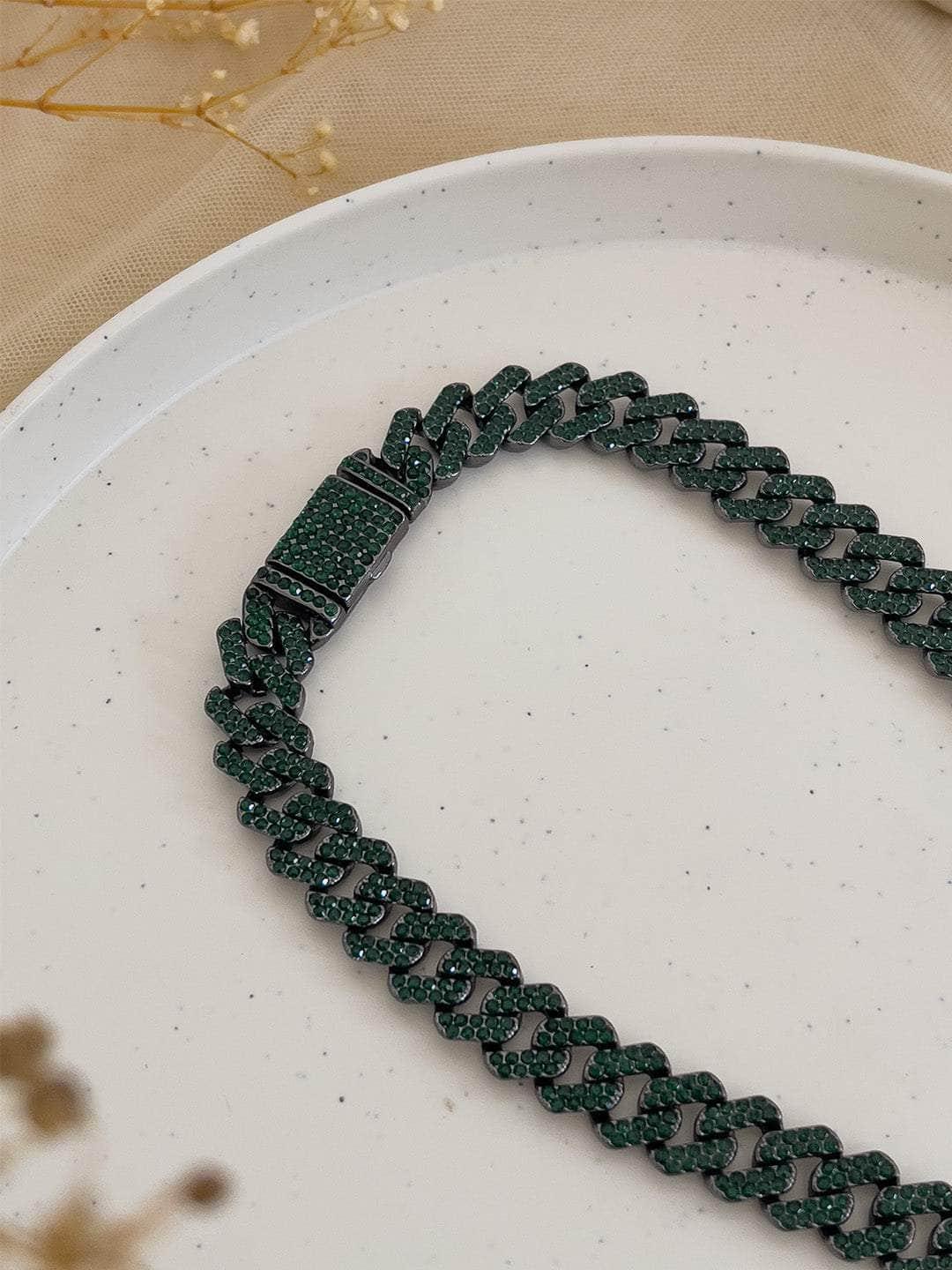 Ishhaara Green Cz Cuban Necklace
