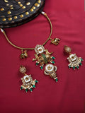 Ishhaara Green Designer Green Hasli Polki Fusion Necklace Set