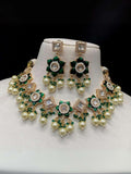 Ishhaara Green Designer Multi Color Beaded & Kundan Necklace