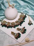 Ishhaara Green Diya Krishna in Triangular Kundan Pastel Set