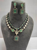 Ishhaara Green Double Layered Kundan Polki Necklace