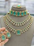 Ishhaara Green Doublet Layered Polki Necklace