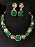 Ishhaara Green Doublet Stone & Moissanite Necklace Set