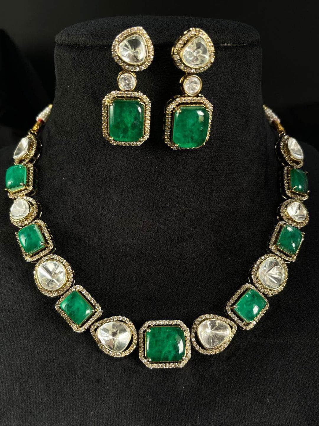 Ishhaara Doublet Stone And Moissanite Necklace Set