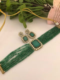 Ishhaara Green Doublet Stone Studded Kundan Choker Set